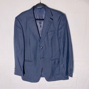Vintage Daniel Hechter Paris Navy Blue Plaid Bamboo Wool Blend Blazer 40R
